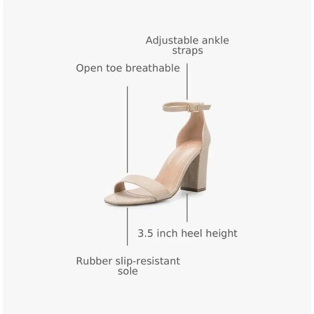 COASIS Women's Chunky Block Heels Open Toe Ankle Strap 3.5 Inch Heeled Sandals